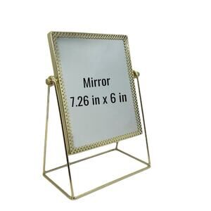Gold Framed Mirror Make Up Adjustable Standing -Design for Desk Large Glass Area